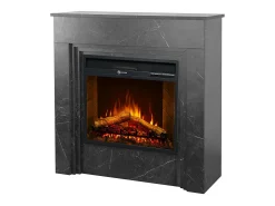 Chimenea eléctrica BELLINI, chimenea de pie en madera efecto mármol negro, Made in Italy, L96 x P35 x H96