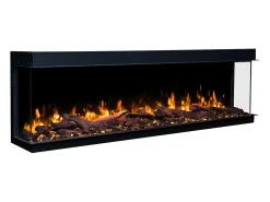 Chimenea eléctrica de 3 caras SOLIS 120 - fuego premium, empotrada - 120x30x46 cm - LED decorativa con calefacción 750/1500 W