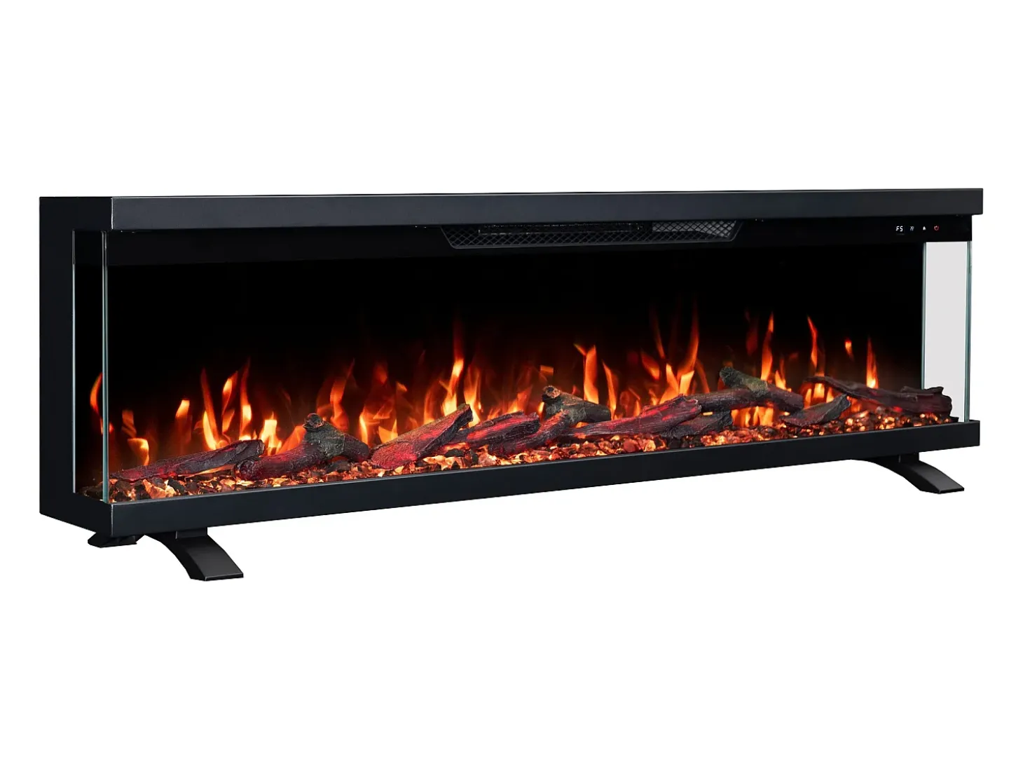 Chimenea eléctrica de 3 caras UNITY 107 - fuego premium, de pared o empotrada - 107x19x36 cm - LED decorativa con calefacción 900/1800W