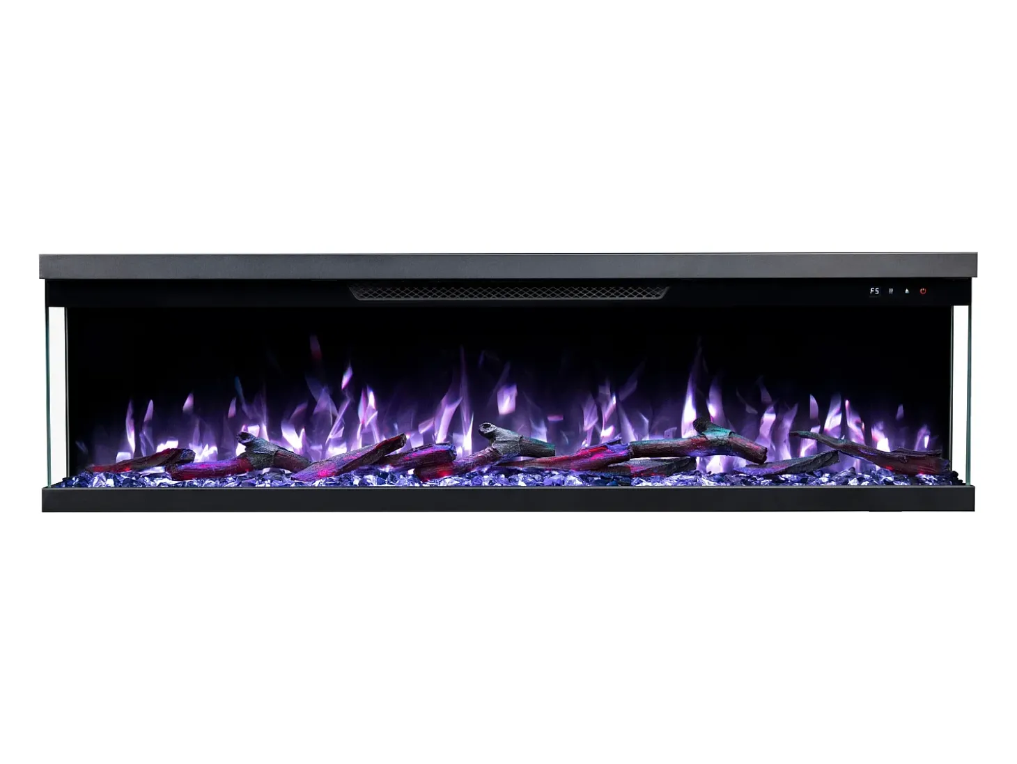 Chimenea eléctrica de 3 caras UNITY 107 - fuego premium, de pared o empotrada - 107x19x36 cm - LED decorativa con calefacción 900/1800W