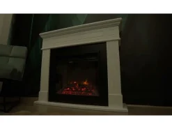 Chimenea eléctrica de esquina MADISON de nogal (largo x fondo x alto)