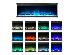 Chimenea eléctrica de pared, chimenea empotrada de 3 lados, BOSTON130 L127 x D20 x H44