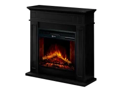 Chimenea eléctrica de pie JEFFERSON en madera negra L 89,5 x H 90,5 x D 28