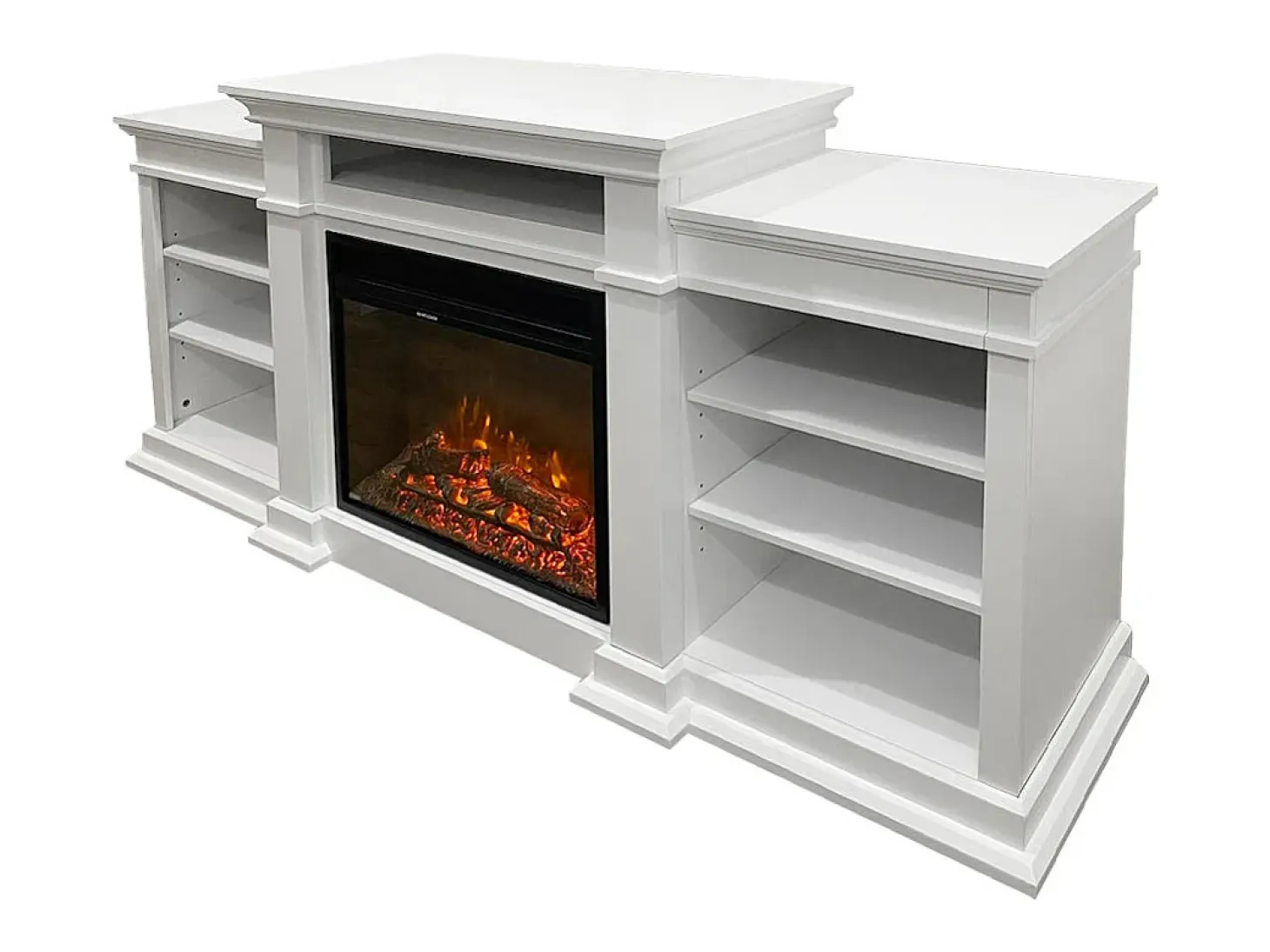 Chimenea eléctrica de pie BIDEN de madera blanca L179 x P48 x H85