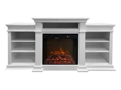 Chimenea eléctrica de suelo BIDEN de madera blanca L179 x P48 x H85
