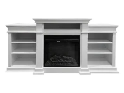 Chimenea eléctrica de suelo BIDEN de madera blanca L179 x P48 x H85