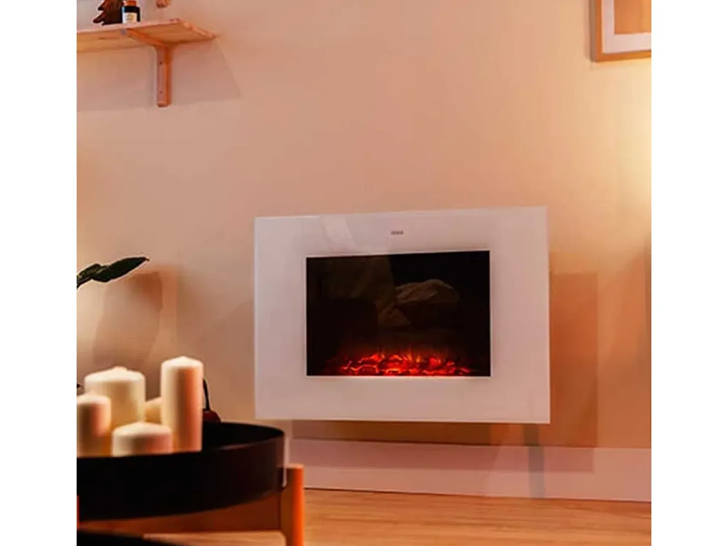 Chimenea eléctrica decorativa Ready Warm 2690 Flames Connected White Cecotec 2000W control vía App