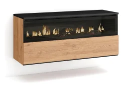 Chimenea eléctrica LED, 102x35x45cm, 1 Hueco, 1 Puerta, Chimenea eléctrica, Colgado, Suspendido, Roble y negro