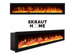 Chimenea eléctrica LED, 102x35x45cm, 1 Hueco, 1 Puerta, Chimenea eléctrica, Colgado, Suspendido, Roble y negro