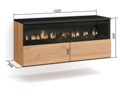 Chimenea eléctrica LED, 102x35x45cm, 1 Hueco, 1 Puerta, Chimenea eléctrica, Colgado, Suspendido, Roble y negro