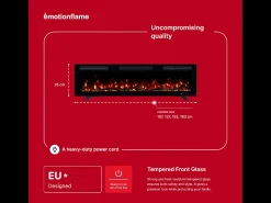 Chimenea eléctrica MONARCH 183 - fuego premium - de pared y empotrados - 183x13x35 cm - chimenea LED con calefacción 900/1800 W