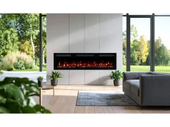 Chimenea eléctrica MONARCH 183 - fuego premium - de pared y empotrados - 183x13x35 cm - chimenea LED con calefacción 900/1800 W