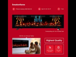 Chimenea eléctrica MONARCH 107 - fuego premium - de pared y empotrados - 107x13x35 cm - chimenea LED con calefacción 900/1800 W