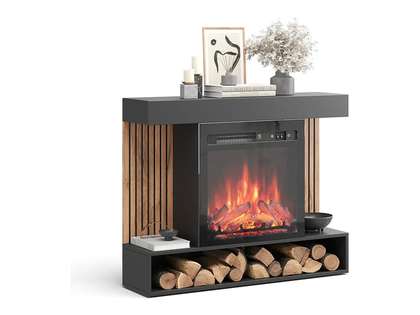 Chimenea eléctrica negro 100x25x80 lynea
