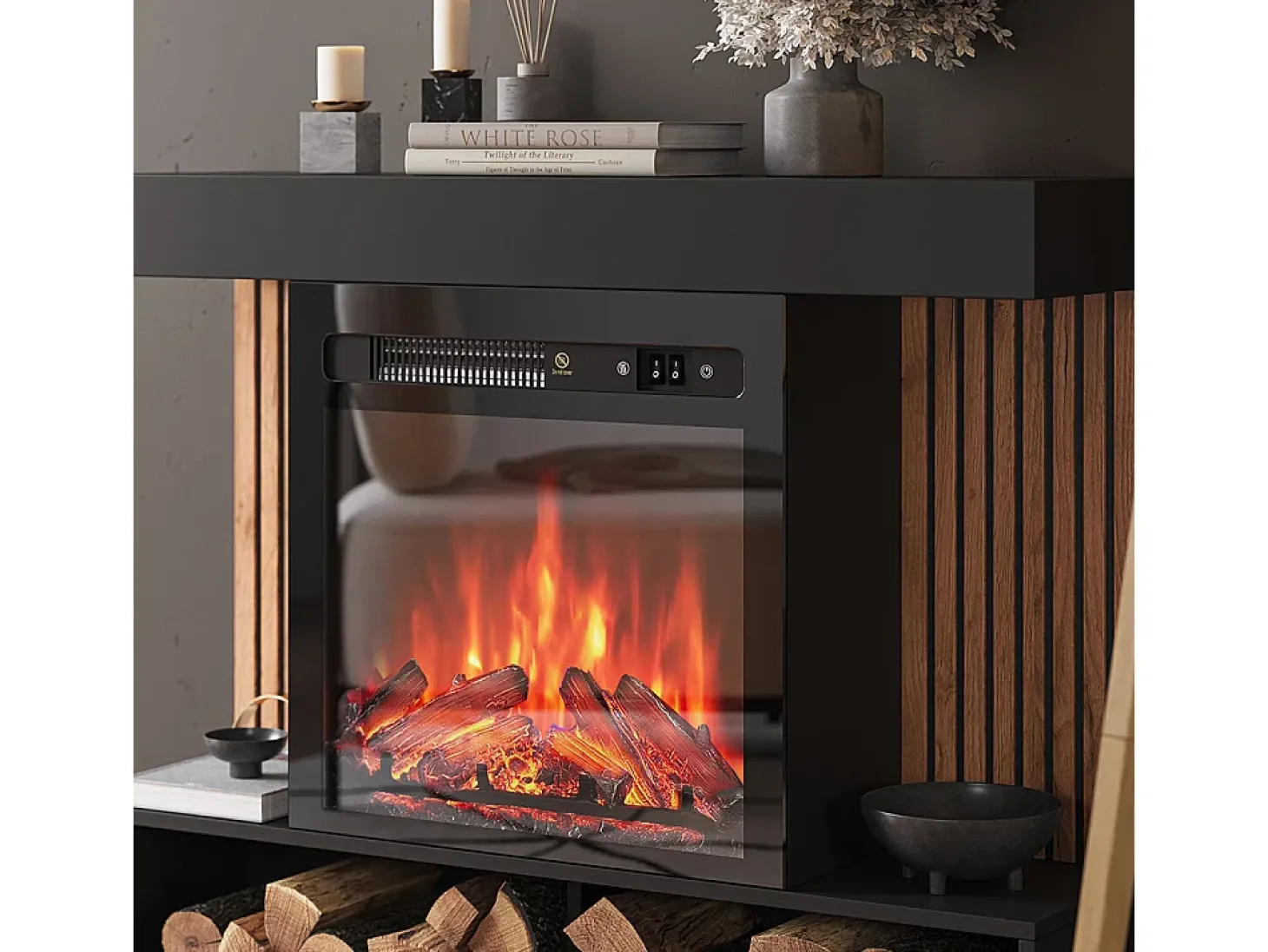 Chimenea eléctrica negro 100x25x80 lynea