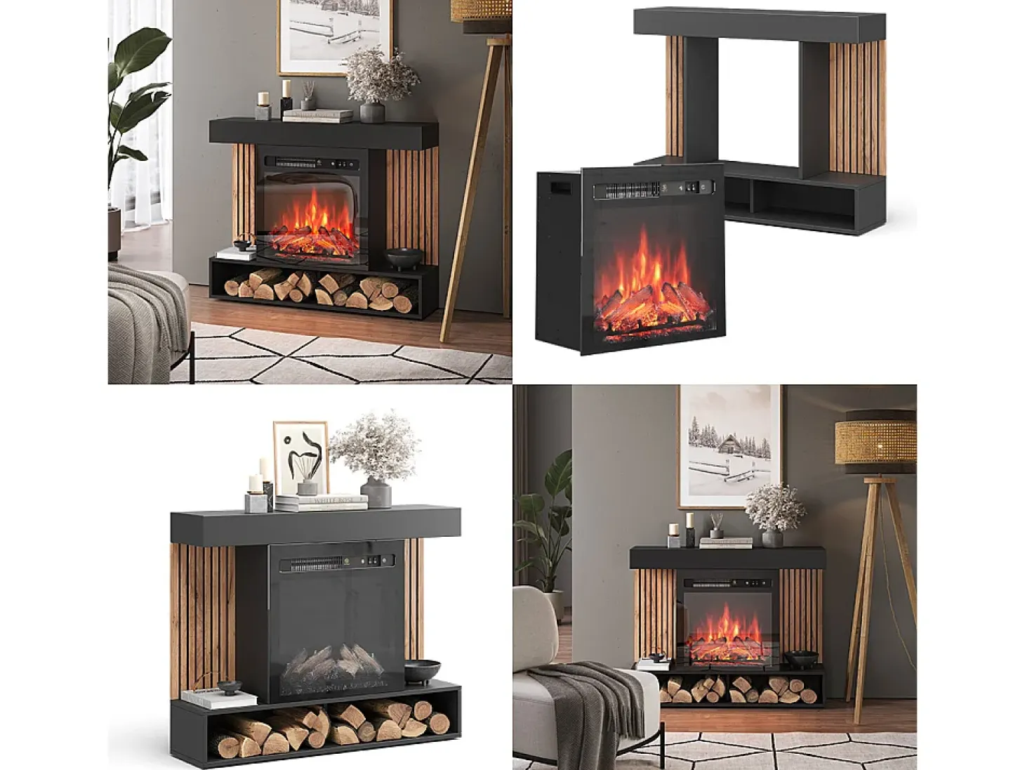 Chimenea eléctrica negro 100x25x80 lynea
