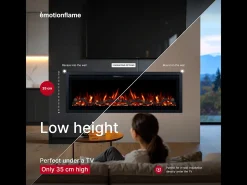 Chimenea eléctrica REGAL 182 - fuego premium - de pared y empotrados - 182x35x12 cm - chimenea LED decorativa con calefacción 900/1800 W