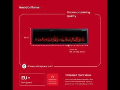 Chimenea eléctrica REGAL 182 - fuego premium - de pared y empotrados - 182x35x12 cm - chimenea LED decorativa con calefacción 900/1800 W