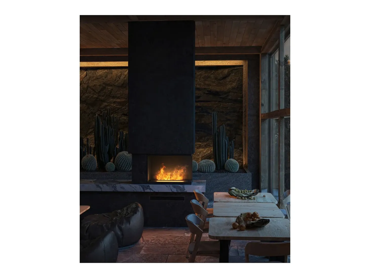 Chimenea vapor de agua empotrada Corner R800 - Llama 3D multicolor, control app, depósito 1,2 l, recarga automática - 80 cm