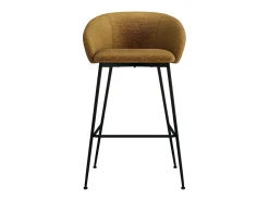 CHLOE-Silla de bar de tela mostaza (x2)