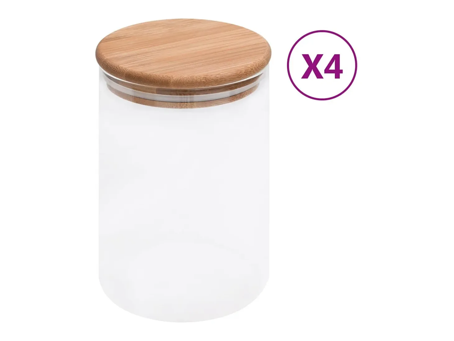 Claire-Bernadette-Marie Tarros de almacenaje con tapa de bambú 4 unidades 800 ml