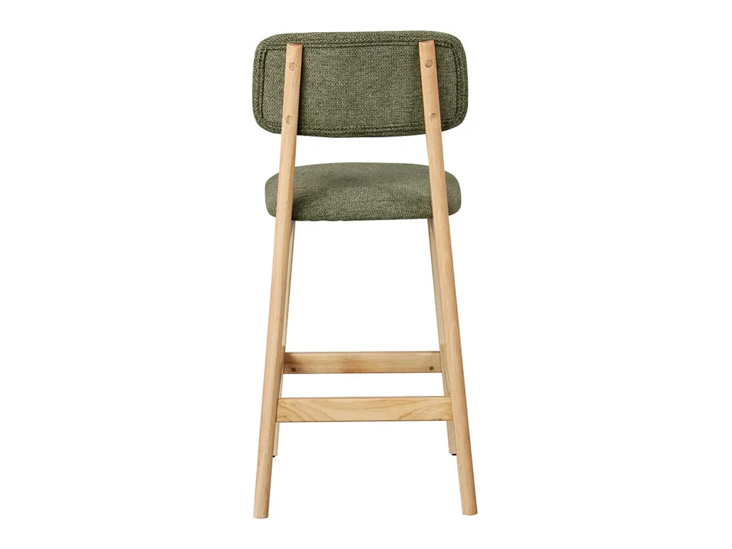 CLIFF-Taburete de bar, Tela verde y madera natural (x2)