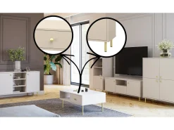 Cómoda Aparador de salón Color Cachemira 137x40x73 cm con 2 Puertas y Estantes Abiertos – Diseño Elegante y Versátil para Salón, Dormitorio u Oficina