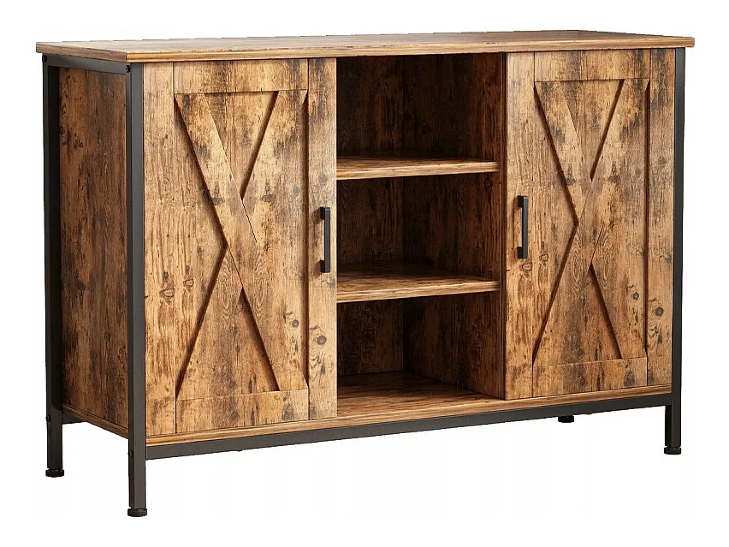 CÓMODA ARMARIOS LATERALES CON ESTANTES ABIERTOS CÓMODA VINTAGE COCINA SALÓN LOFT