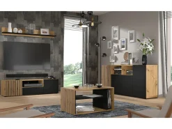 Cómoda AURIS 180x42x82 Crema & Negro