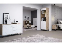 Cómoda Bilbao BL08 4D roble artesano / blanco mate