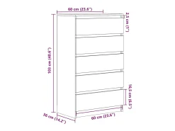 Cómoda de madera antigua 60x36x103 cm madera contrachapada