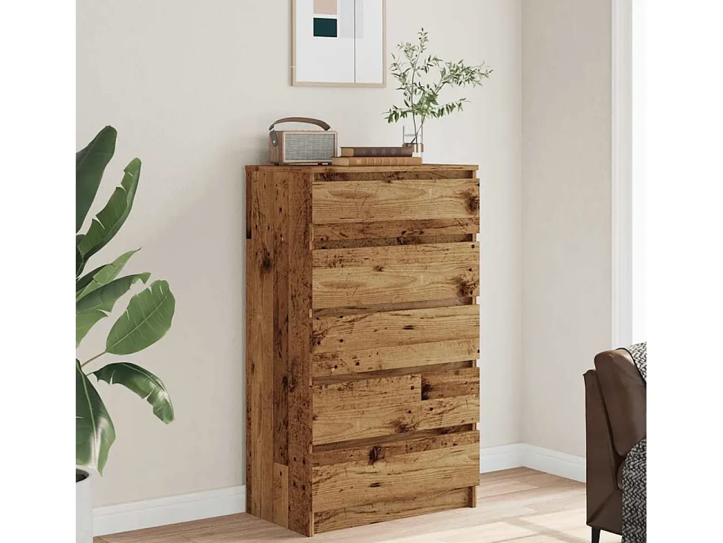 Cómoda de madera antigua 60x36x103 cm madera contrachapada