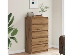 Cómoda de roble artesanal 60x36x103 cm madera de ingeniería