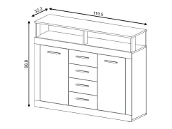 Cómoda Luna Midi B 2P4C roble sonoma / blanco