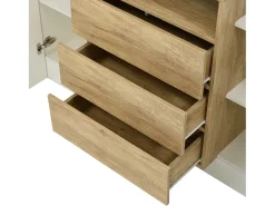 Cómoda moderna de madera estructurada con cajones de almacenaje - L 140 x P 30 x H 78 cm
