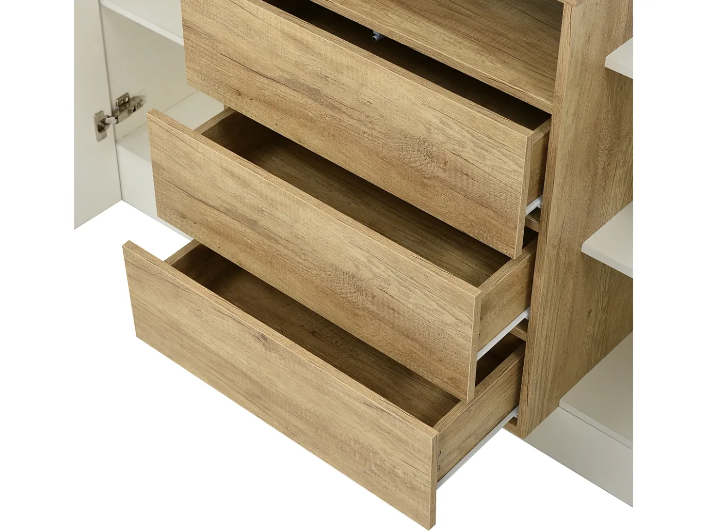Cómoda moderna de madera estructurada con cajones de almacenaje - L 140 x P 30 x H 78 cm