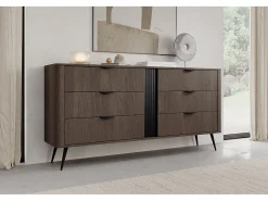 Cómoda, roble Dunin combinado con negro, 163,2 x 81,2 x 38 cm