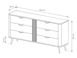 Cómoda, roble Dunin combinado con negro, 163,2 x 81,2 x 38 cm