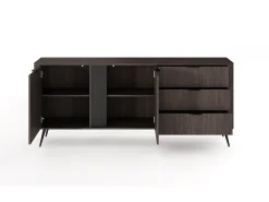 Cómoda, roble Dunin combinado con negro, 195,2 x 81,2 x 38 cm
