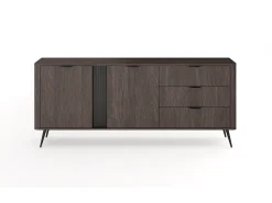 Cómoda, roble Dunin combinado con negro, 195,2 x 81,2 x 38 cm