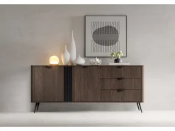 Cómoda, roble Dunin combinado con negro, 195,2 x 81,2 x 38 cm