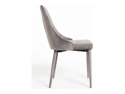 Cómoda silla de terciopelo y estructura de madera gris Volki - Juego de 2