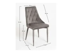 Cómoda silla de terciopelo y estructura de madera gris Volki - Juego de 2
