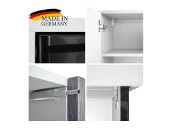Cómoda Vladon Cuba - blanco mate/mezclilla mate - Aparador moderno para su salón - (AnxAlxPr) 182x53x35 cm