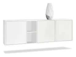 Cómoda Vladon Cuba - blanco mate/blanco mate - Aparador moderno para su salón - (AnxAlxPr) 182x53x35 cm
