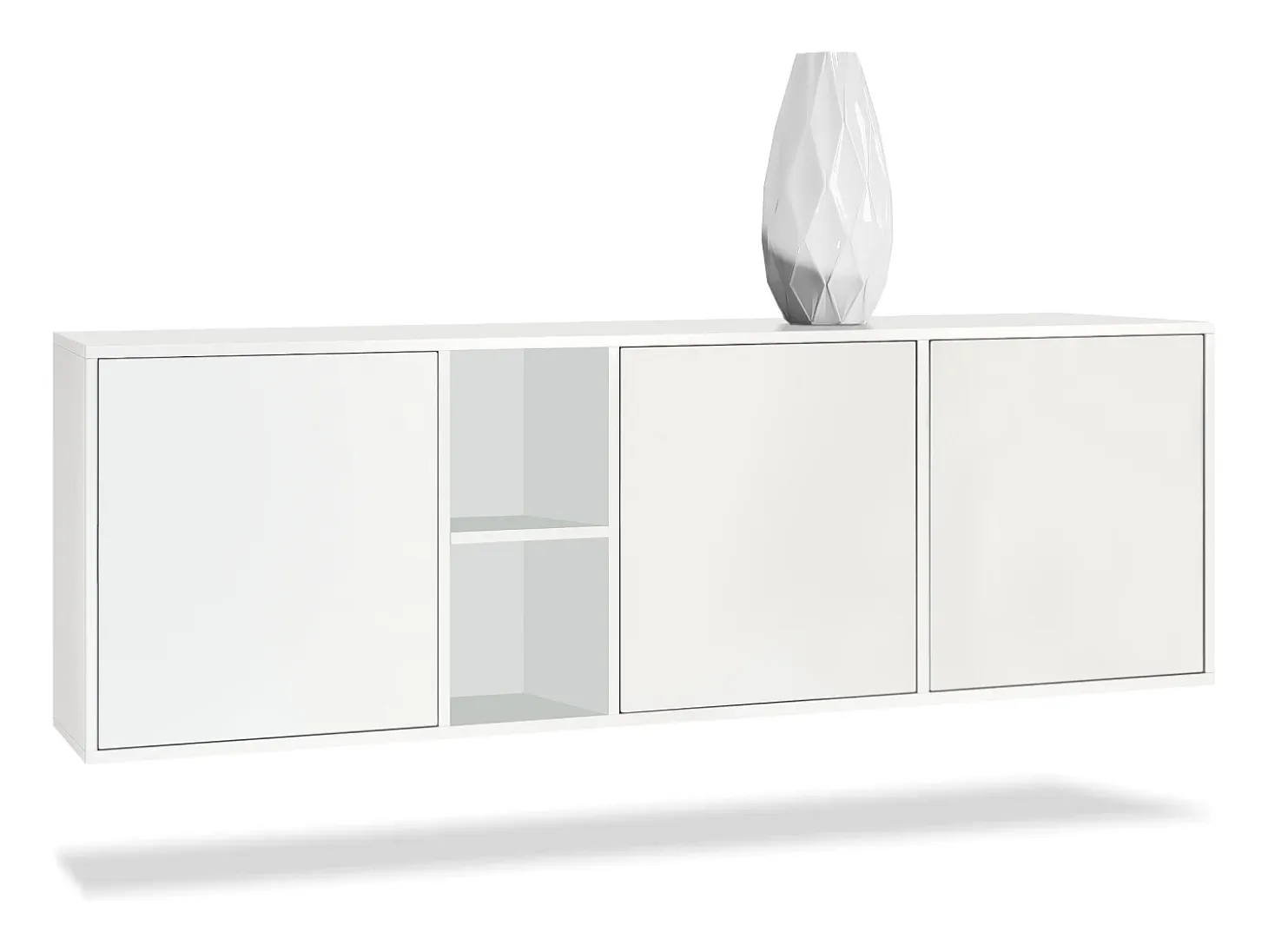 Cómoda Vladon Cuba - blanco mate/blanco mate - Aparador moderno para su salón - (AnxAlxPr) 182x53x35 cm