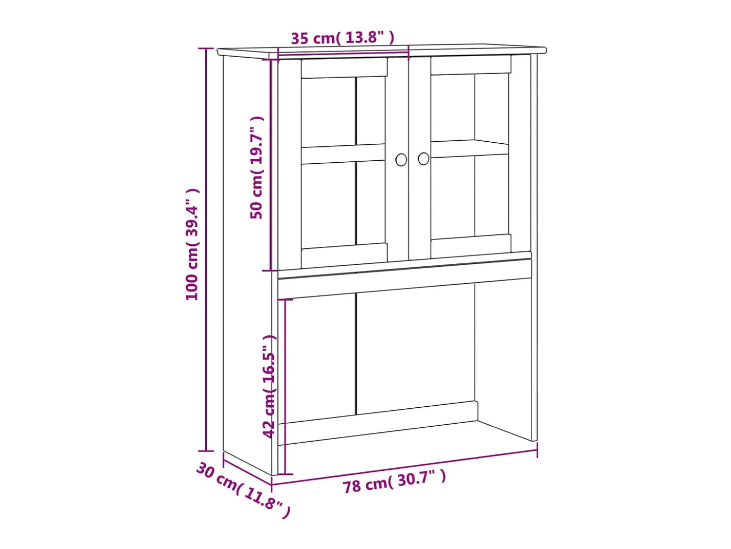 Cómoda 78x30x100 cm madera maciza de pino