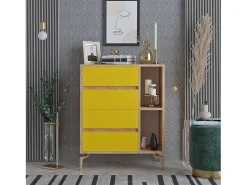 Cómoda YUMİ color roble Amarillo 70x40x86 cm