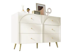 Cómoda/aparador de 6 cajones en blanco crema (Alto 85/Ancho 120/Profundidad 40 cm)