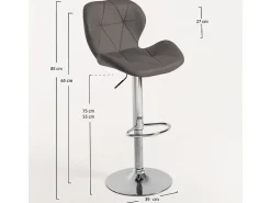 Cómodo taburete de piel sintética, Joy gris - Lote de 2